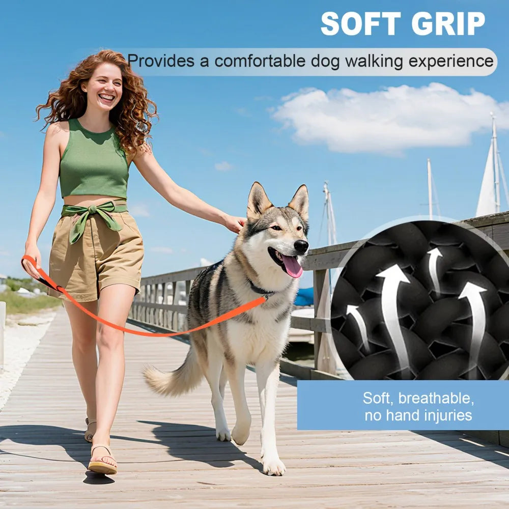 Waterproof Dog Leash, 3M/5M/10M/15M/20M/30M Dog Training Leash for Outside, Durable PVC Long Line Tracking Lead with Padded Hand