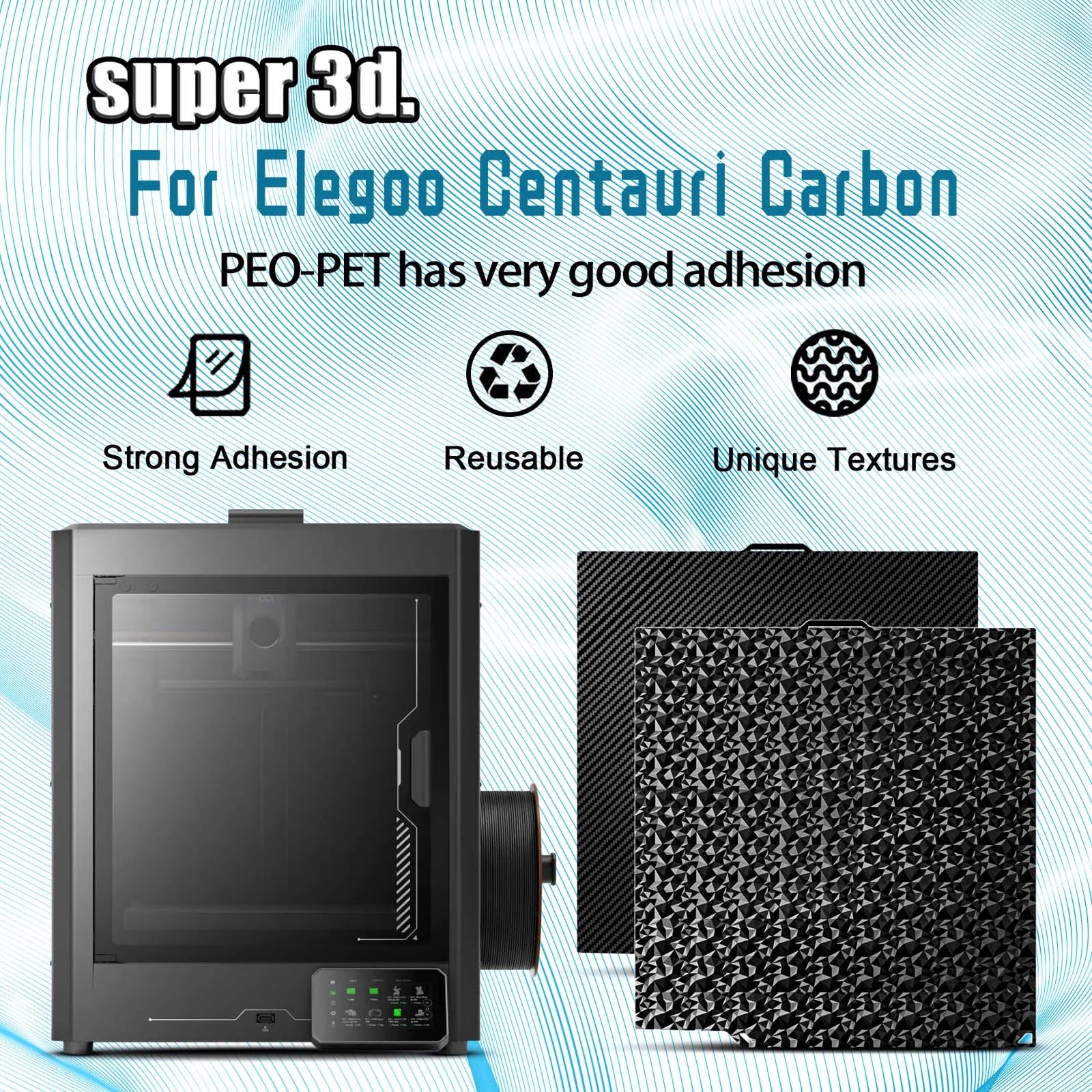 Elegoo Centauri Carbon Build Plate Smooth PEO Sheet PET Carbon Fiber Heatbed Spring Steel Sheet Plate 3D Printer Accessory Parts
