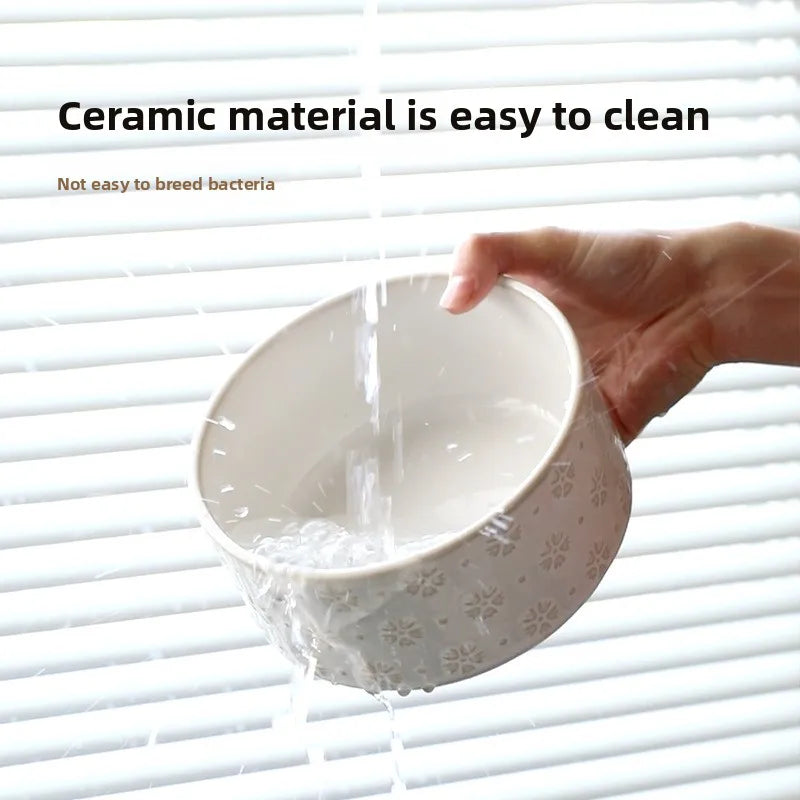 1800ml Big Dogs Bowl Double Ceramic Elevated Pet Food Water Feeders Small Medium Large Dog Feeding Supplies with Wooden Stand