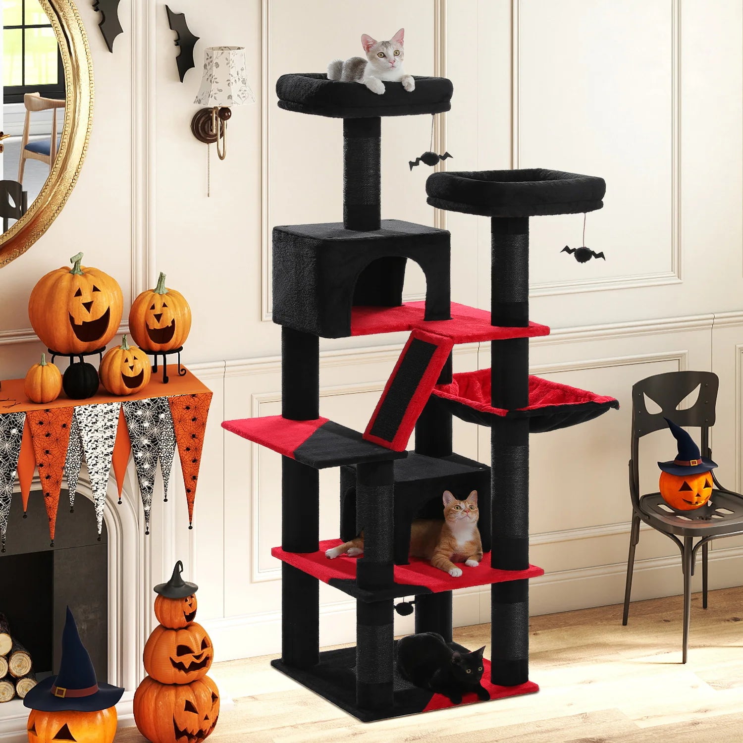 Multi-Level Cat Tree Tower with Scratching Posts, Condo, Hammock, Cat Scratching Board,Cat Accessories,Cat Furniture,Indoor Cats