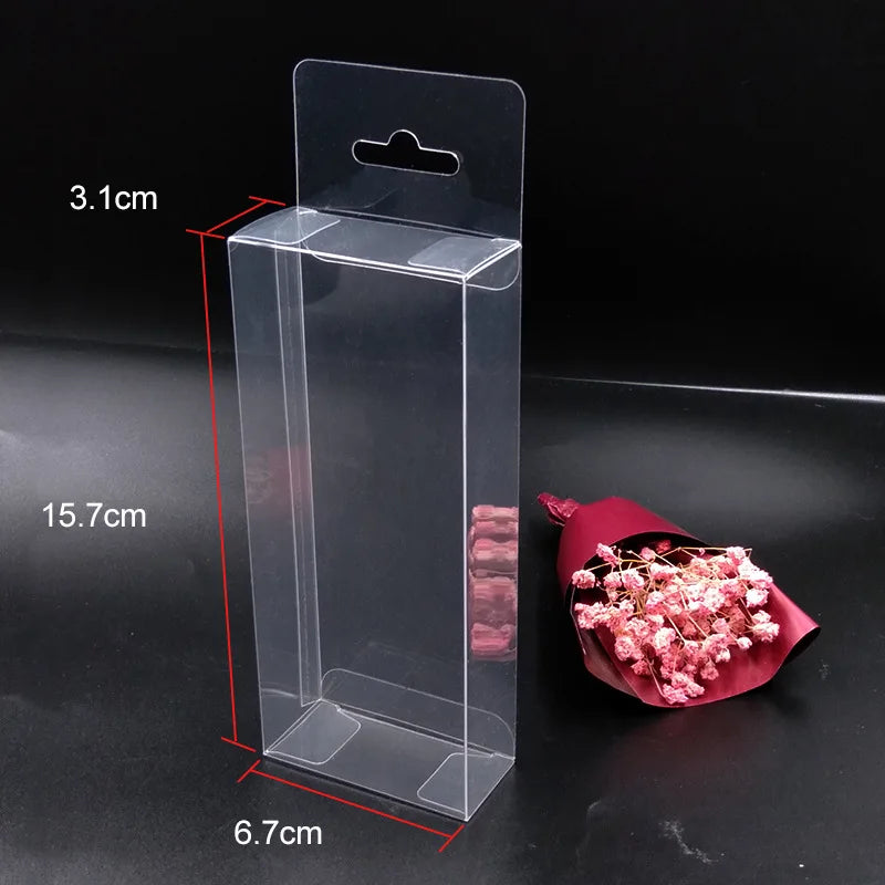 50pcs Transparent Boxes PVC Gift Packaging Box Party Supplies Perforated Top DIY Plastic PET Display
