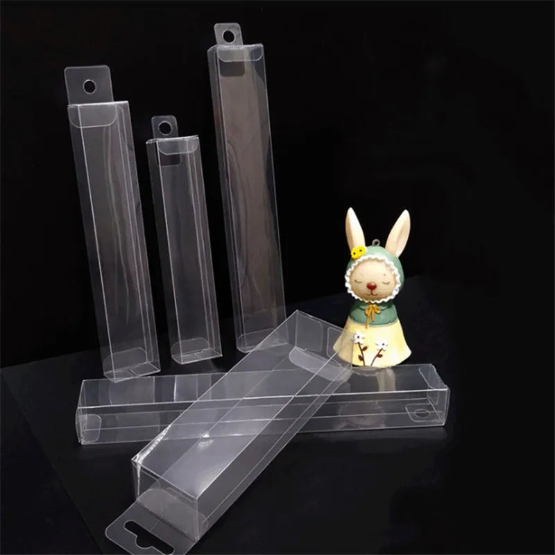 50pcs Transparent Boxes PVC Gift Packaging Box Party Supplies Perforated Top DIY Plastic PET Display